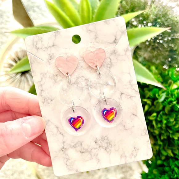 Lisa Frank Heart Earrings - Picture 3 of 5